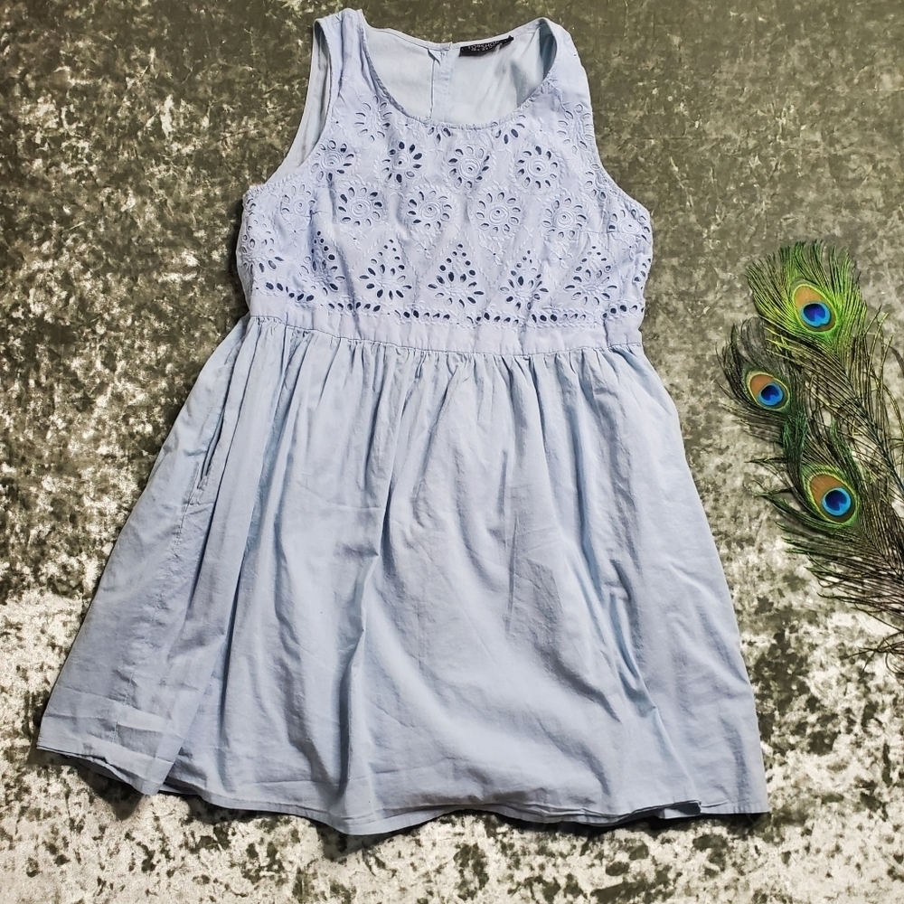 Topshop Eyelet Blue Dress